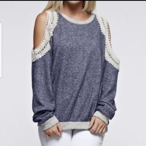 12PM by Mon Ami Lace Shoulder Sweatshirt